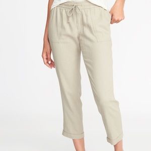 Old navy linen utility cropped pants